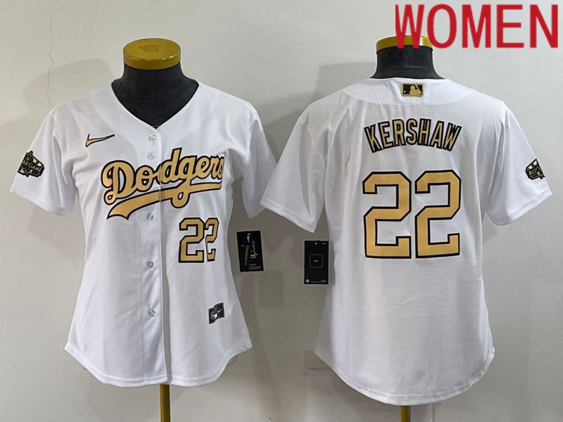 Women Los Angeles Dodgers 22 Kershaw White 2022 All Star Game Nike MLB Jersey